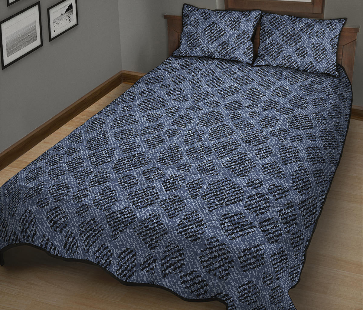 Giraffe Denim Jeans Pattern Print Quilt Bed Set