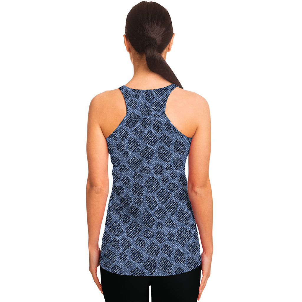 Giraffe Denim Jeans Pattern Print Women's Racerback Tank Top