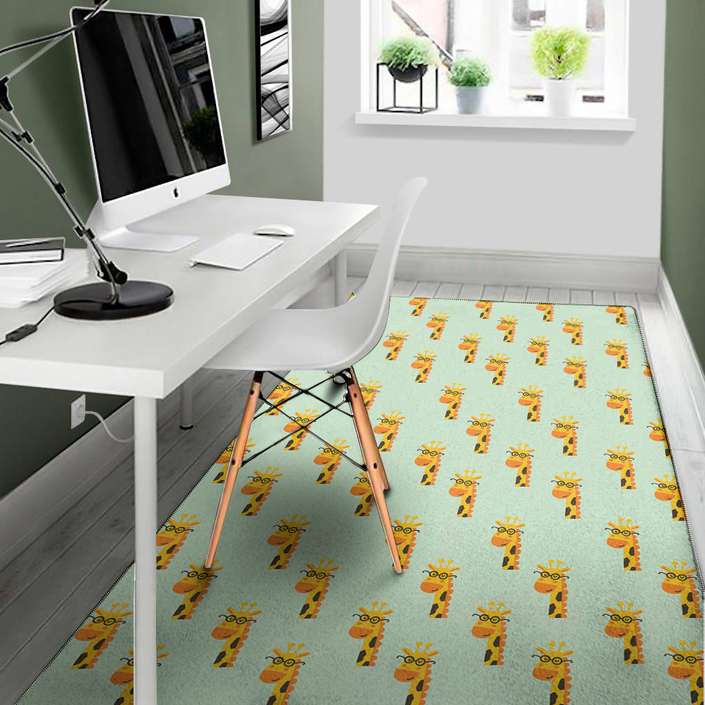 Giraffe With Glasses Pattern Print Area Rug