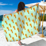 Giraffe With Glasses Pattern Print Beach Sarong Wrap