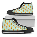 Giraffe With Glasses Pattern Print Black High Top Sneakers