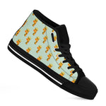 Giraffe With Glasses Pattern Print Black High Top Shoes
