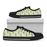 Giraffe With Glasses Pattern Print Black Low Top Shoes