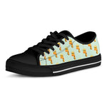 Giraffe With Glasses Pattern Print Black Low Top Shoes