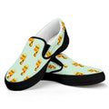 Giraffe With Glasses Pattern Print Black Slip On Sneakers