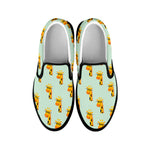 Giraffe With Glasses Pattern Print Black Slip On Shoes