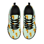 Giraffe With Glasses Pattern Print Black Sneakers