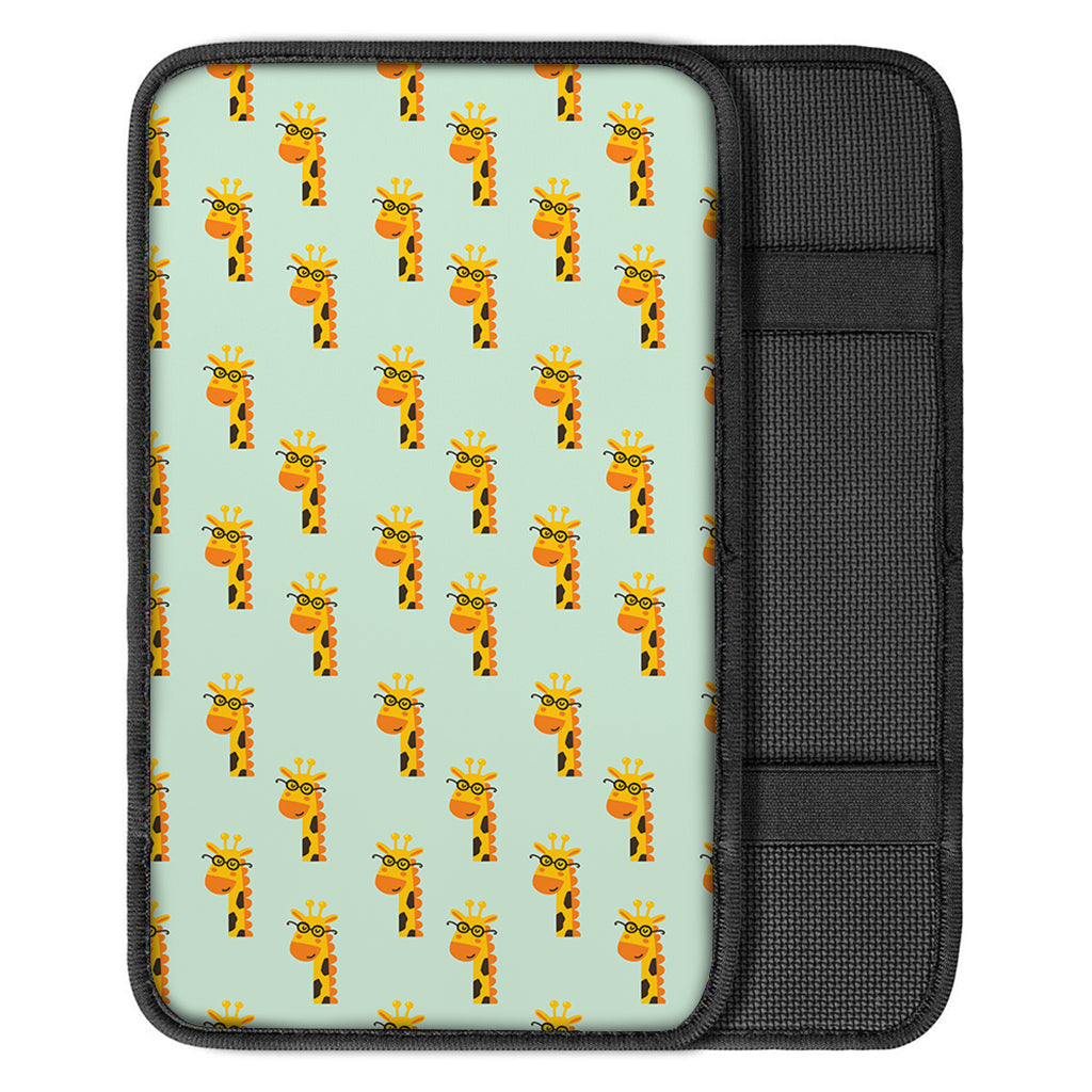 Giraffe With Glasses Pattern Print Car Center Console Cover