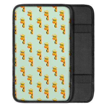 Giraffe With Glasses Pattern Print Car Center Console Cover
