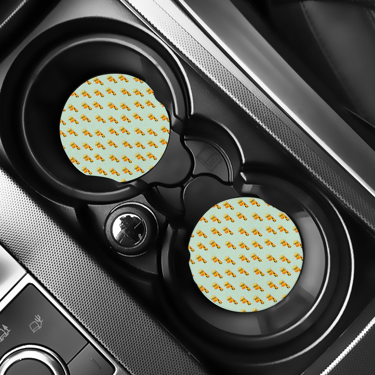 Giraffe With Glasses Pattern Print Car Coasters