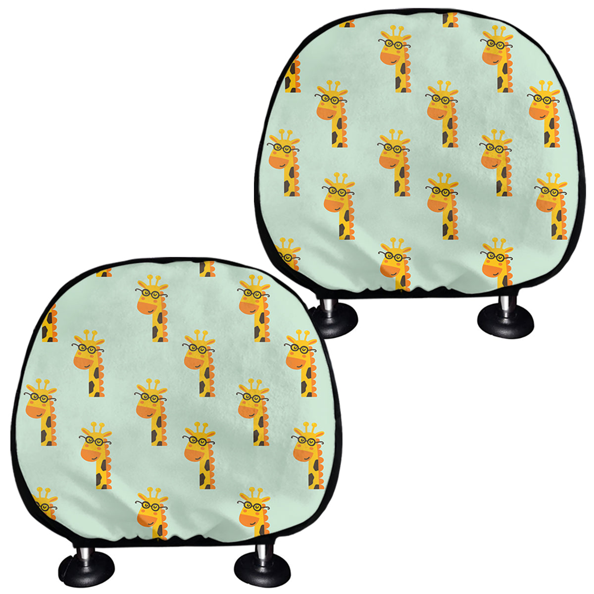 Giraffe With Glasses Pattern Print Car Headrest Covers