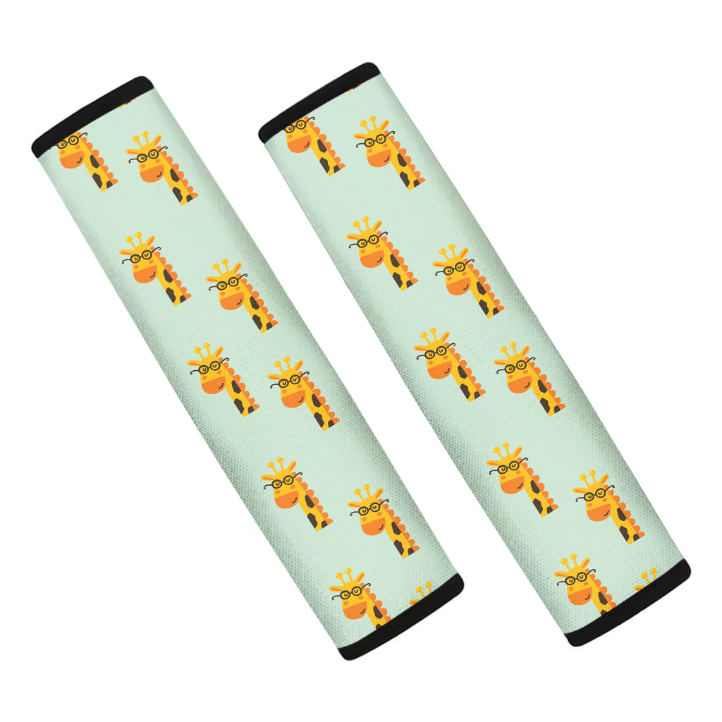 Giraffe With Glasses Pattern Print Car Seat Belt Covers