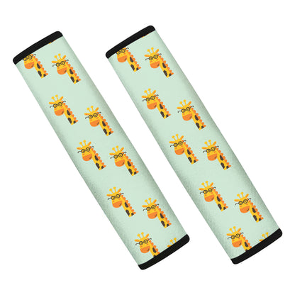 Giraffe With Glasses Pattern Print Car Seat Belt Covers