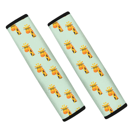 Giraffe With Glasses Pattern Print Car Seat Belt Covers