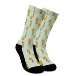 Giraffe With Glasses Pattern Print Crew Socks
