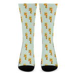 Giraffe With Glasses Pattern Print Crew Socks