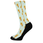 Giraffe With Glasses Pattern Print Crew Socks