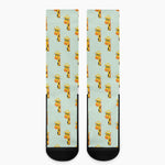 Giraffe With Glasses Pattern Print Crew Socks