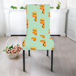 Giraffe With Glasses Pattern Print Dining Chair Slipcover