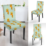 Giraffe With Glasses Pattern Print Dining Chair Slipcover