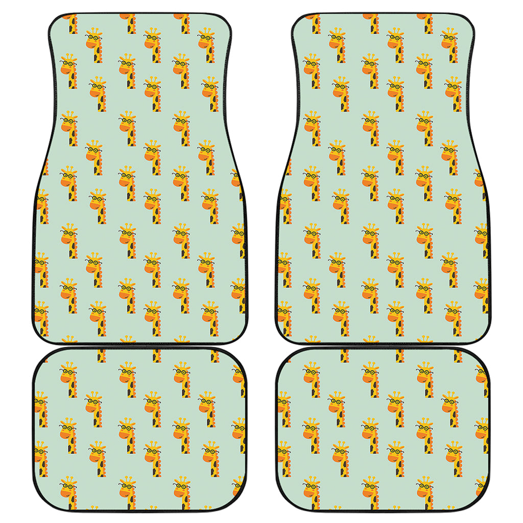 Giraffe With Glasses Pattern Print Front and Back Car Floor Mats
