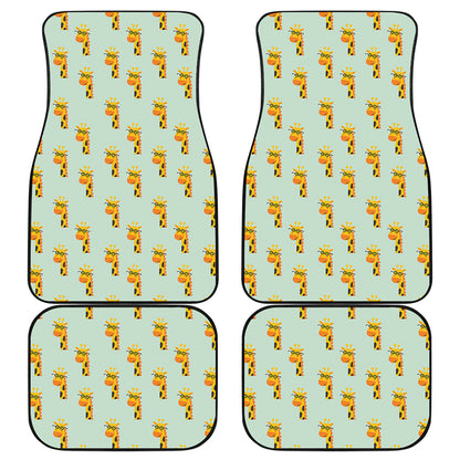 Giraffe With Glasses Pattern Print Front and Back Car Floor Mats