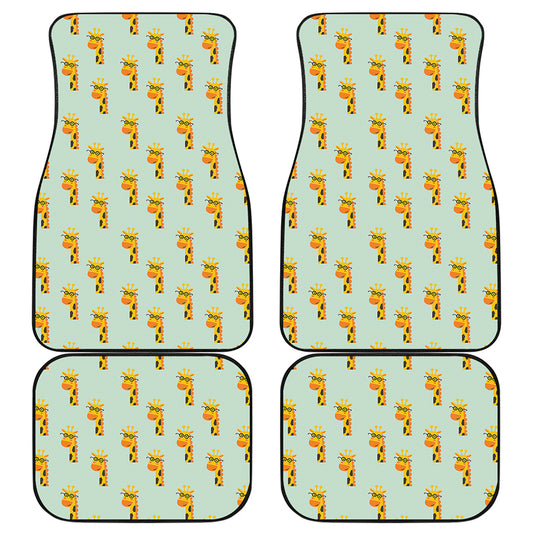 Giraffe With Glasses Pattern Print Front and Back Car Floor Mats
