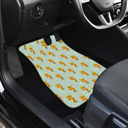 Giraffe With Glasses Pattern Print Front and Back Car Floor Mats