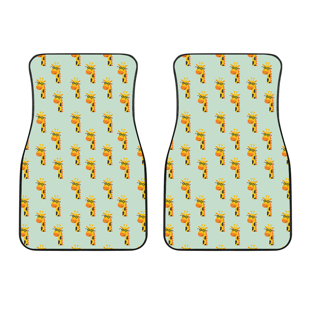 Giraffe With Glasses Pattern Print Front Car Floor Mats