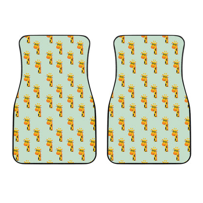 Giraffe With Glasses Pattern Print Front Car Floor Mats