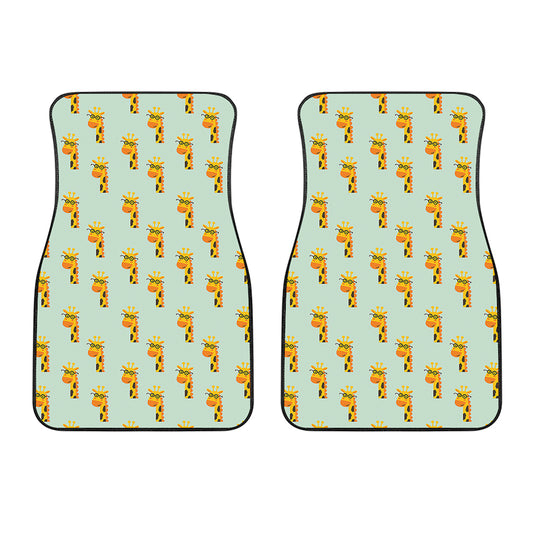 Giraffe With Glasses Pattern Print Front Car Floor Mats