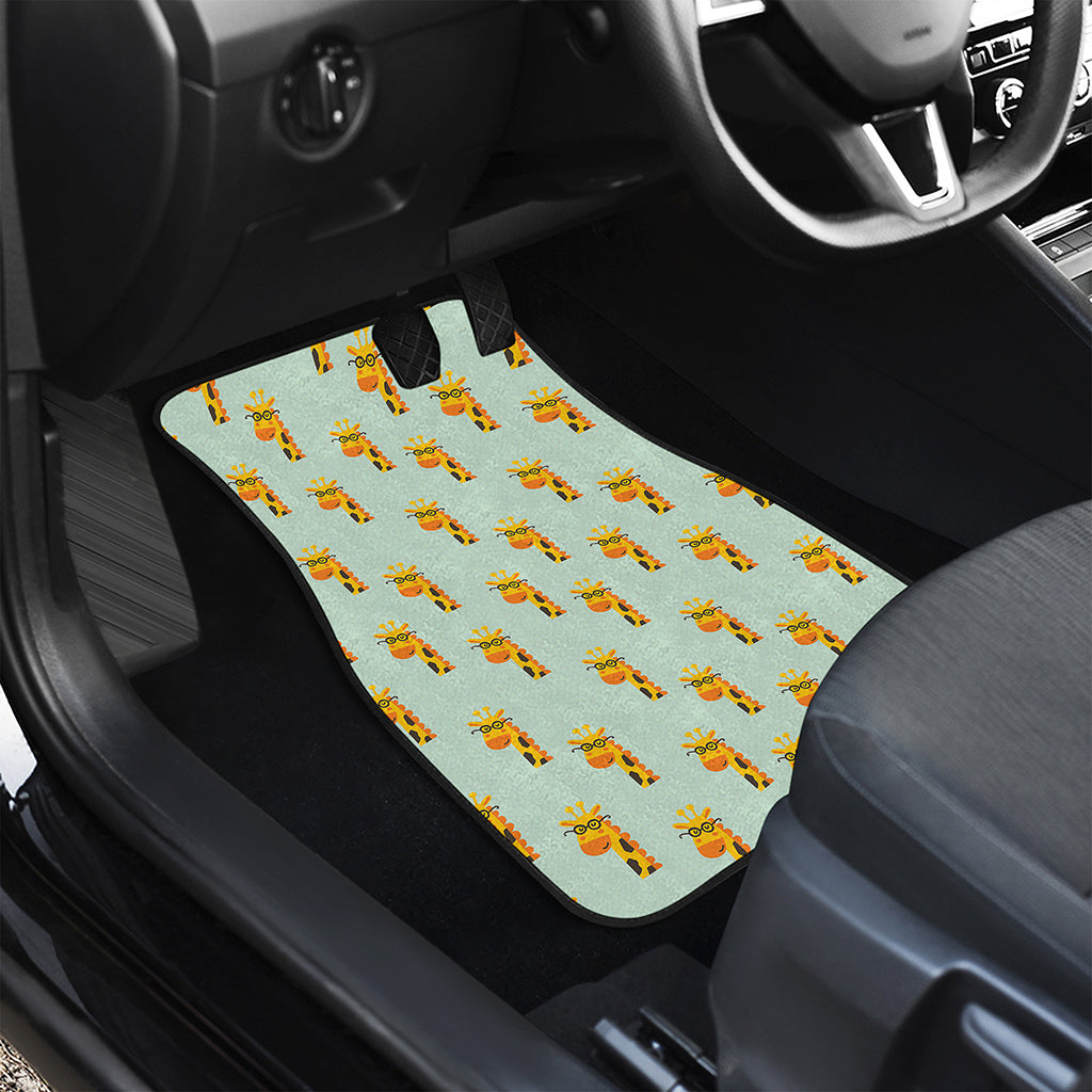 Giraffe With Glasses Pattern Print Front Car Floor Mats