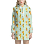Giraffe With Glasses Pattern Print Hoodie Dress