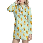 Giraffe With Glasses Pattern Print Hoodie Dress