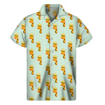 Giraffe With Glasses Pattern Print Men's Short Sleeve Shirt