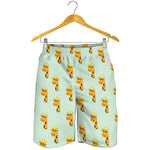 Giraffe With Glasses Pattern Print Men's Shorts