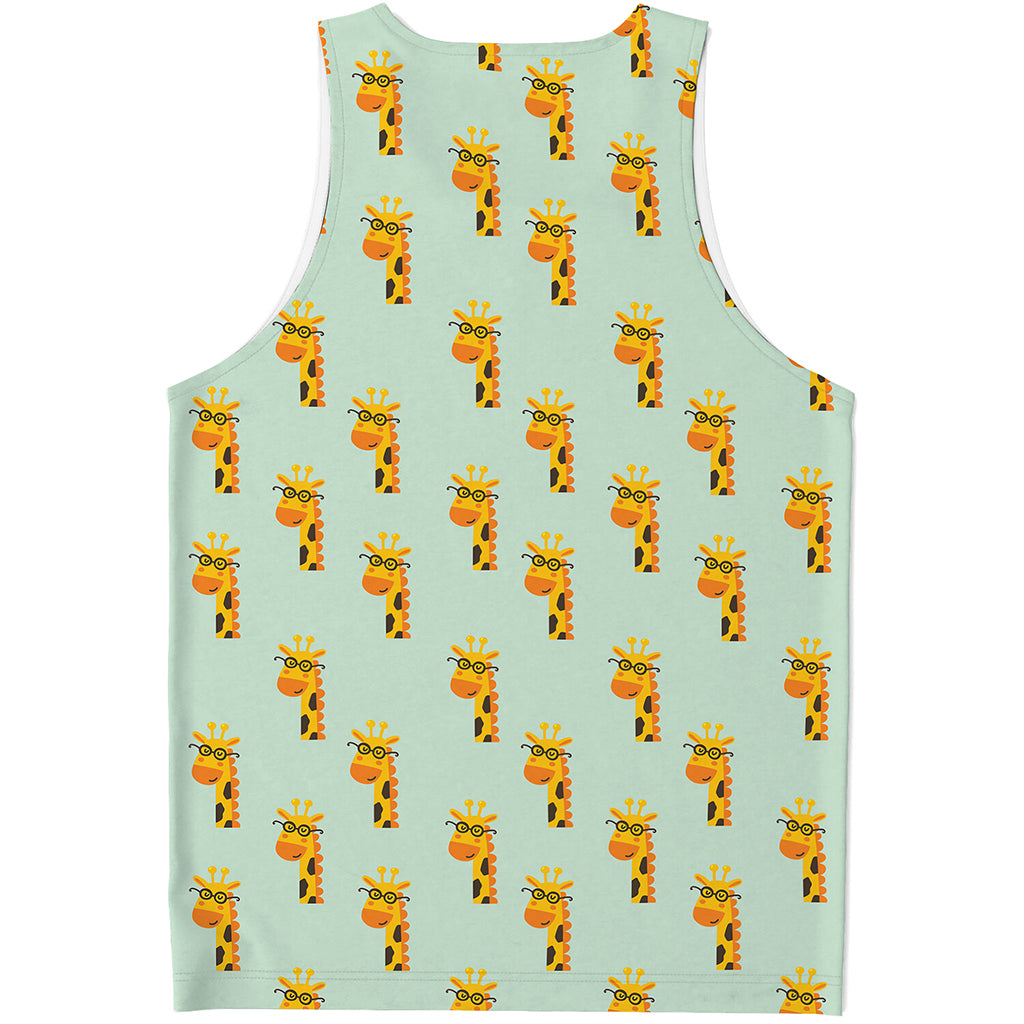 Giraffe With Glasses Pattern Print Men's Tank Top