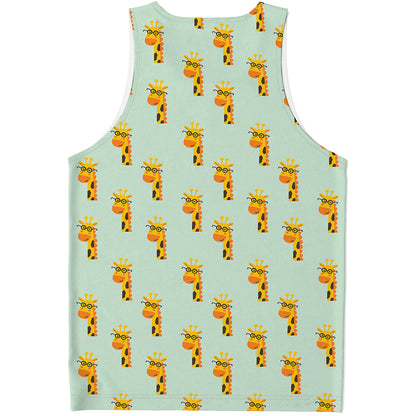 Giraffe With Glasses Pattern Print Men's Tank Top