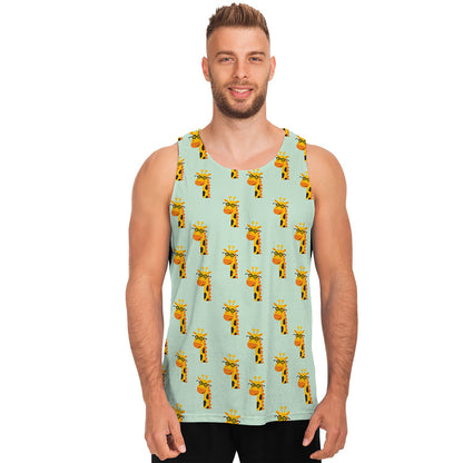 Giraffe With Glasses Pattern Print Men's Tank Top