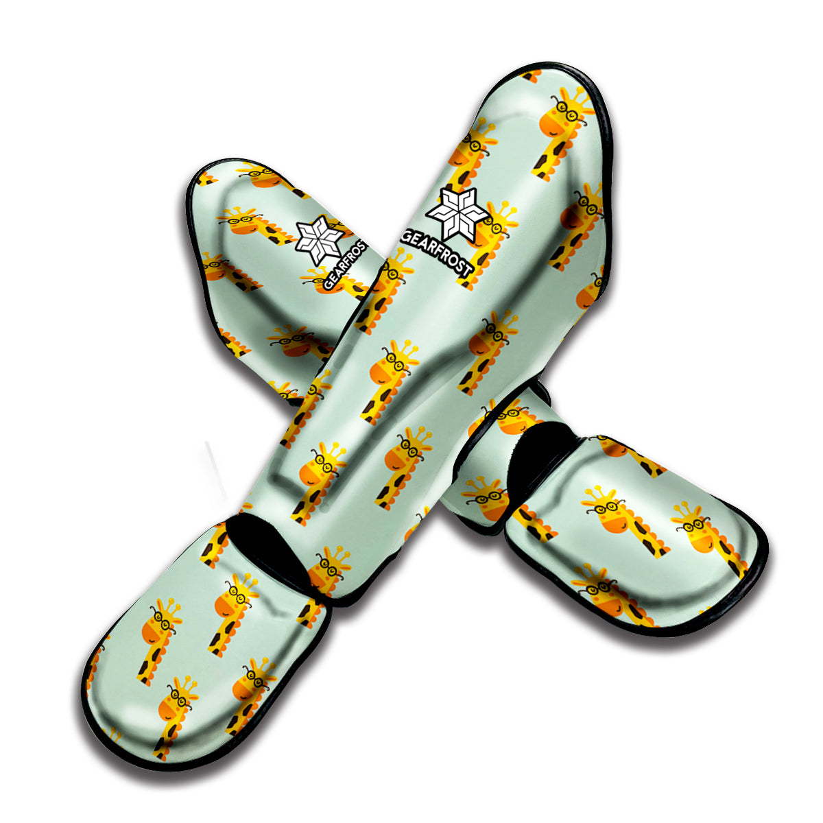 Giraffe With Glasses Pattern Print Muay Thai Shin Guard