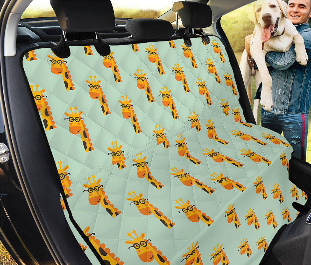 Giraffe With Glasses Pattern Print Pet Car Back Seat Cover