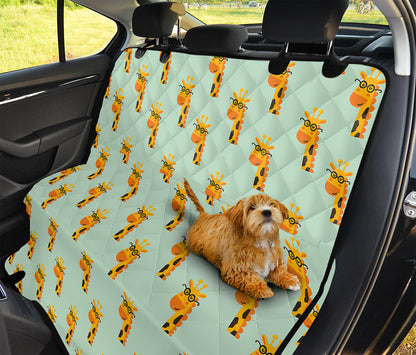 Giraffe With Glasses Pattern Print Pet Car Back Seat Cover
