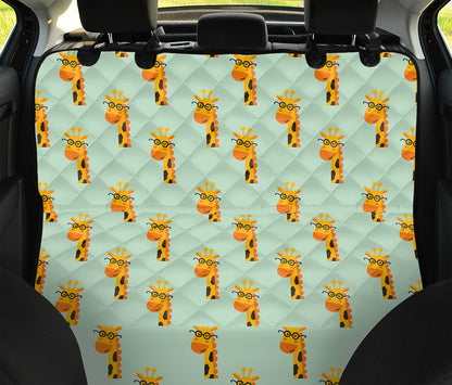 Giraffe With Glasses Pattern Print Pet Car Back Seat Cover