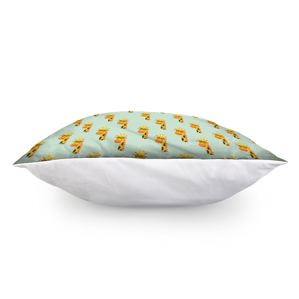 Giraffe With Glasses Pattern Print Pillow Cover