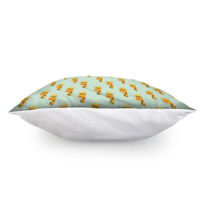 Giraffe With Glasses Pattern Print Pillow Cover