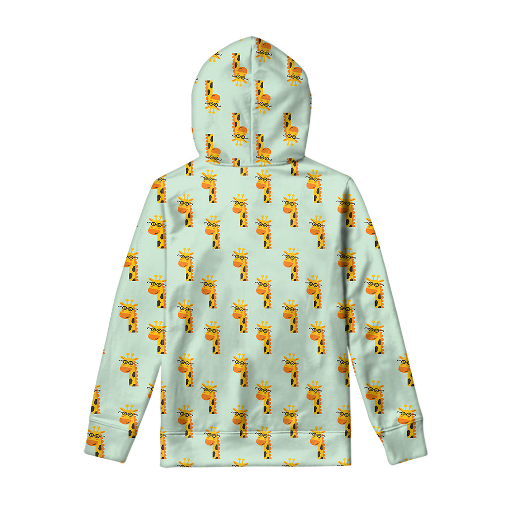 Giraffe With Glasses Pattern Print Pullover Hoodie