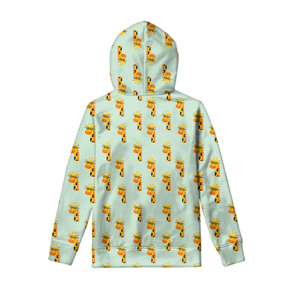 Giraffe With Glasses Pattern Print Pullover Hoodie