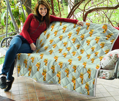 Giraffe With Glasses Pattern Print Quilt