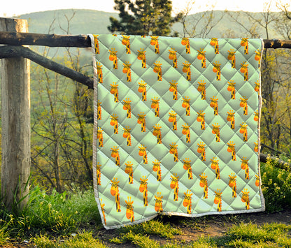 Giraffe With Glasses Pattern Print Quilt