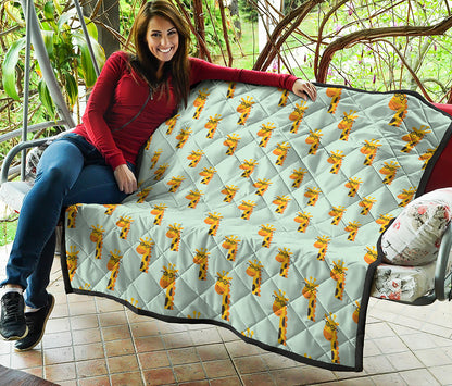 Giraffe With Glasses Pattern Print Quilt